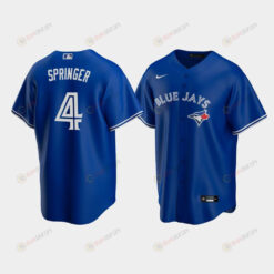 Men's Toronto Blue Jays 4 George Springer Royal Alternate Jersey Jersey