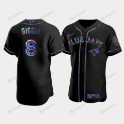 Men's Toronto Blue Jays Cavan Biggio 8 Black Golden Edition Holographic Jersey Jersey