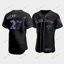 Men's Toronto Blue Jays Vladimir Guerrero Jr. 27 Black Golden Edition Holographic Jersey Jersey