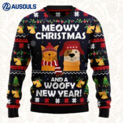 Meowy Christmas And Woofy New Year Ugly Sweaters For Men Women Unisex