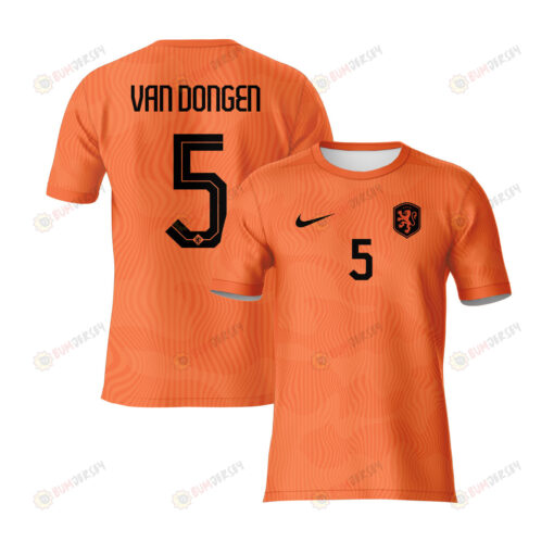 Merel Van Dongen 5 Netherlands 2023 Youth Home Jersey - Orange - All Over Printed Jersey