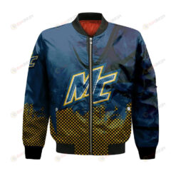 Merrimack Warriors Bomber Jacket 3D Printed Basketball Net Grunge Pattern