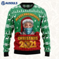 Merry And Masked Christmas Ugly Sweaters For Men Women Unisex