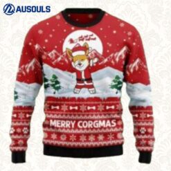 Merry Christmas Corgi Santa Merry Corgmas Red Brown Ugly Sweaters For Men Women Unisex