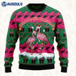 Merry Flockin?Christmas Flamingo Ugly Sweaters For Men Women Unisex