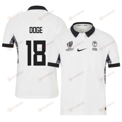 Mesake Doge 18 Fiji 2023 Rugby World Cup Home Stadium Jersey - White