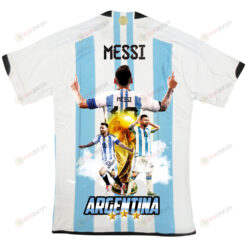 Messi 10 Argentina Player Version Jersey World Cup Trophy