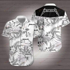 Metallica Hibiscus Curved Hawaiian Shirt Dnstyles In White
