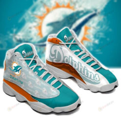 Miami Dolphins Air Jordan 13 Shoes Sneakers In Turquoise And Orange