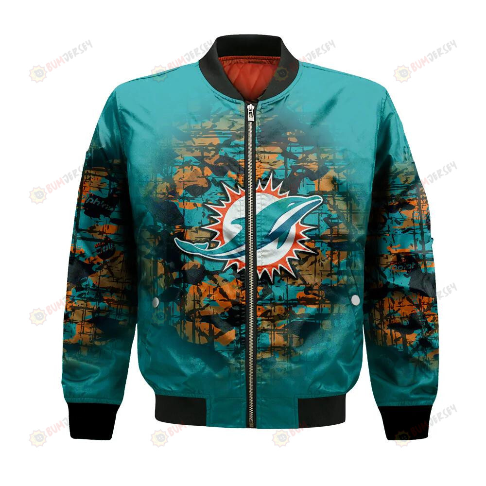 Miami Dolphins Bomber Jacket 3D Printed Camouflage Vintage