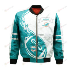 Miami Dolphins Bomber Jacket 3D Printed Flame Ball Pattern