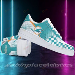 Miami Dolphins Checkered Pattern On Green Air Force 1 Shoes Sneaker