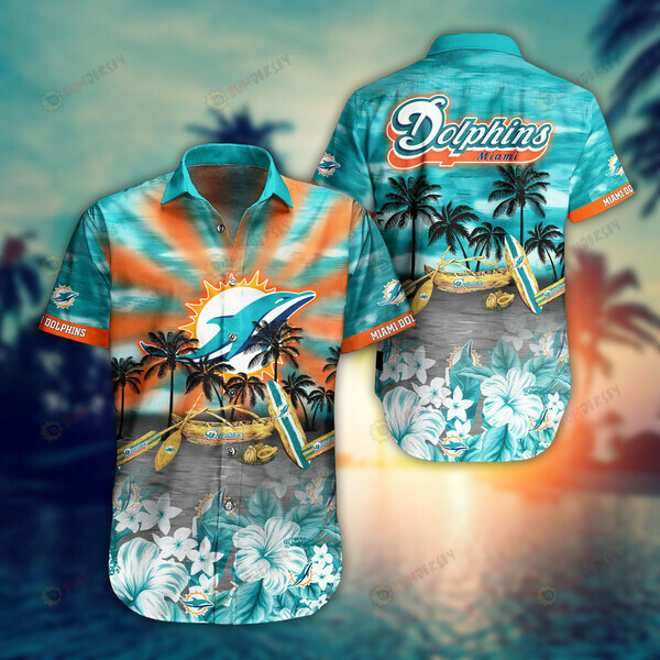 Miami Dolphins Coconut Floral ??3D Printed Hawaiian Shirt