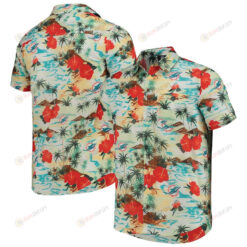 Miami Dolphins Cream Paradise Floral Button-Up Hawaiian Shirt