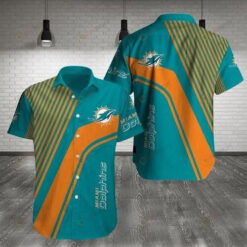 Miami Dolphins Curved Hawaiian Shirt In Green For Summer