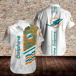 Miami Dolphins Curved Hawaiian Shirt In White