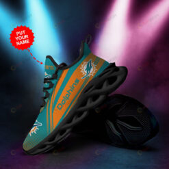 Miami Dolphins Custom Name Orange Teal 3D Max Soul Sneaker Shoes