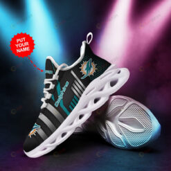 Miami Dolphins Custom Name Stripe 3D Max Soul Sneaker Shoes