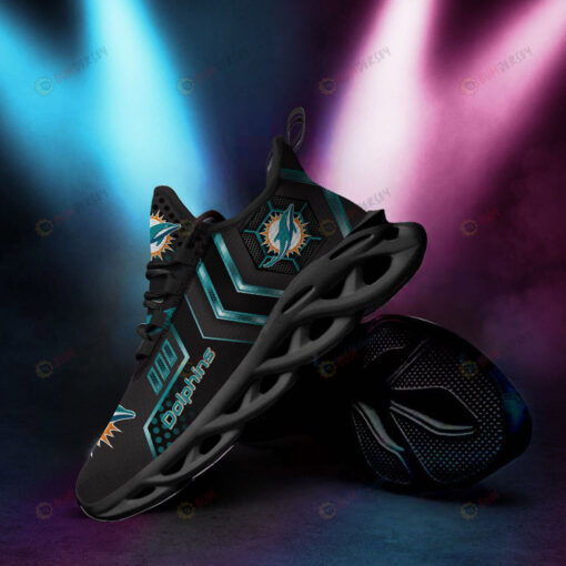 Miami Dolphins Logo 3D Max Soul Sneaker Shoes In Black