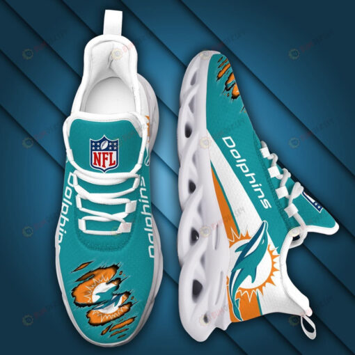 Miami Dolphins Logo 3D Max Soul Sneaker Shoes In Teal