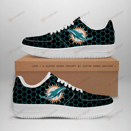 Miami Dolphins Logo Beehive Pattern Air Force 1 Printed In Black