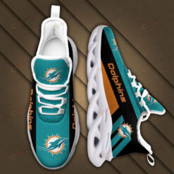 Miami Dolphins Logo Black Stripe Pattern 3D Max Soul Sneaker Shoes In Aqua