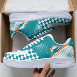 Miami Dolphins Logo Caro Pattern Air Force 1 Printed In Aqua