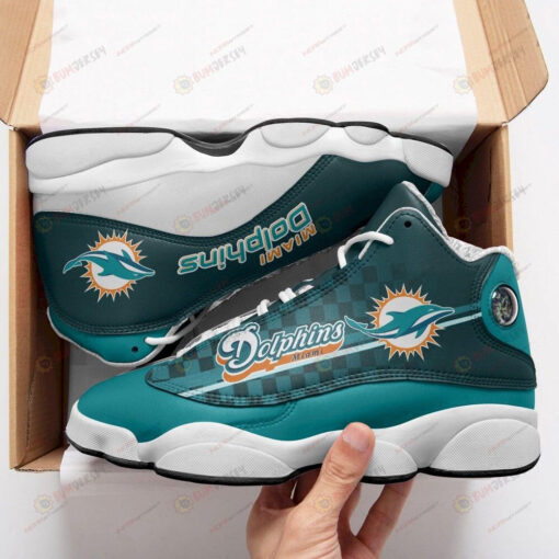 Miami Dolphins Logo Caro Pattern Air Jordan 13 Shoes Sneakers