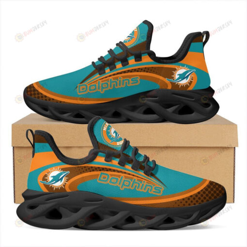 Miami Dolphins Logo Curve Pattern 3D Max Soul Sneaker Shoes