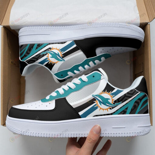 Miami Dolphins Logo Curved Pattern Air Force 1 Printed