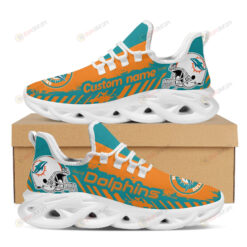 Miami Dolphins Logo Custom Name In Turquoise And Orange 3D Max Soul Sneaker Shoes