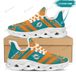 Miami Dolphins Logo Custom Name Pattern In Turquoise And Orange 3D Max Soul Sneaker Shoes