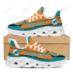 Miami Dolphins Logo Line Pattern Custom Name 3D Max Soul Sneaker Shoes In Orange Aqua