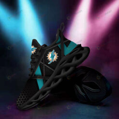 Miami Dolphins Logo Pattern 3D Max Soul Sneaker Shoes In Black Aqua