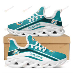 Miami Dolphins Logo Pattern 3D Max Soul Sneaker Shoes In Turquoise And White