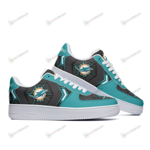 Miami Dolphins Logo Pattern Air Force 1 Printed In Aqua