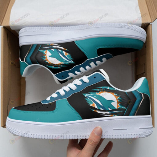 Miami Dolphins Logo Pattern Air Force 1 Printed In Aqua Black