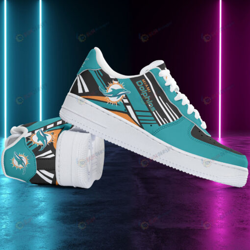 Miami Dolphins Logo Pattern Air Force 1 Printed In Aqua Blue