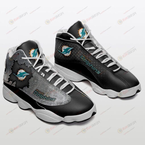 Miami Dolphins Logo Pattern Air Jordan 13 Shoes Sneakers In Black