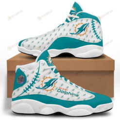 Miami Dolphins Logo Pattern Air Jordan 13 Shoes Sneakers In Turquoise