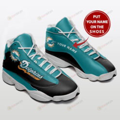 Miami Dolphins Logo Pattern Custom Name Air Jordan 13 Shoes Sneakers In Aqua Black