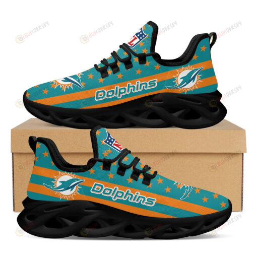 Miami Dolphins Logo Star Pattern 3D Max Soul Sneaker Shoes