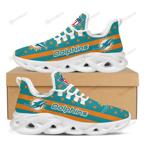 Miami Dolphins Logo Stripe And Stars Pattern 3D Max Soul Sneaker Shoes