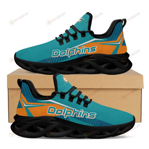 Miami Dolphins Logo Stripe Pattern 3D Max Soul Sneaker Shoes