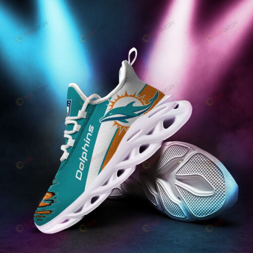 Miami Dolphins Logo Torn Pattern 3D Max Soul Sneaker Shoes