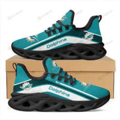 Miami Dolphins Logo White Stripe Pattern 3D Max Soul Sneaker Shoes In Aqua