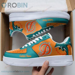 Miami Dolphins Mascot Logo Custom Name Air Force 1 Shoes Sneaker