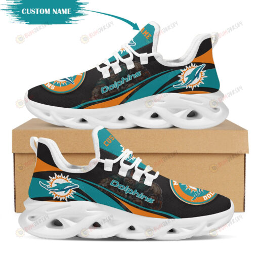 Miami Dolphins Mascot Logo Pattern Custom Name 3D Max Soul Sneaker Shoes