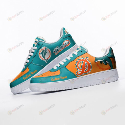 Miami Dolphins Mascot Logo Pattern Custom Name Air Force 1 Printed