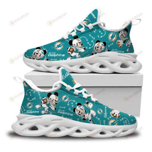 Miami Dolphins Mickey Logo Custom Name Pattern 3D Max Soul Sneaker Shoes